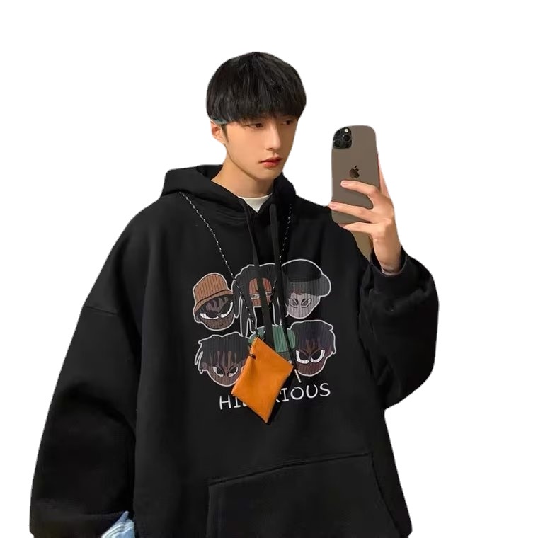 Áo Hoodie Thể Thao Dáng Rộng In Họa Tiết Hoạt Hình Phong Cách Hip Hop Đường Phố Hàn Quốc Cho Nam