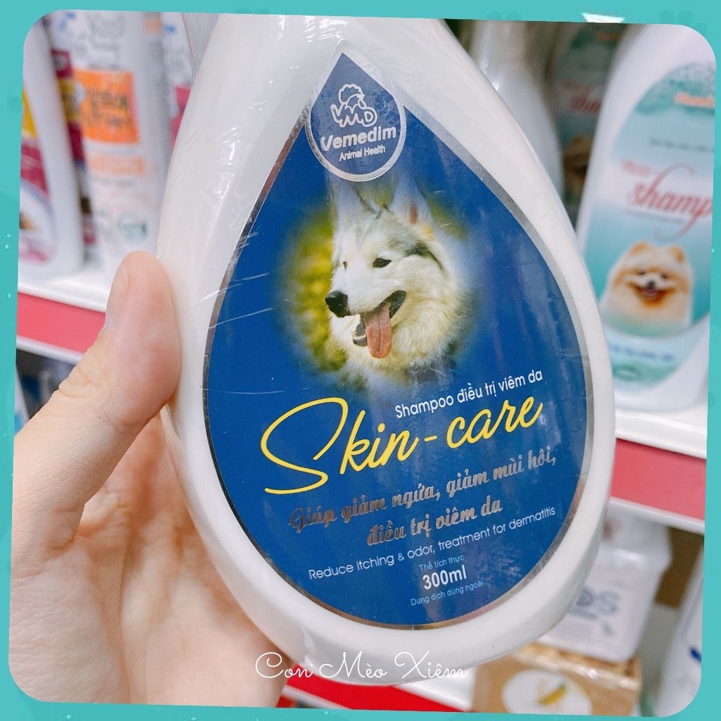 Sữa tắm chó mèo Vemedim skin care 120ml 300ml, dưỡng lông ngừa viêm da ve bọ Con Mèo Xiêm