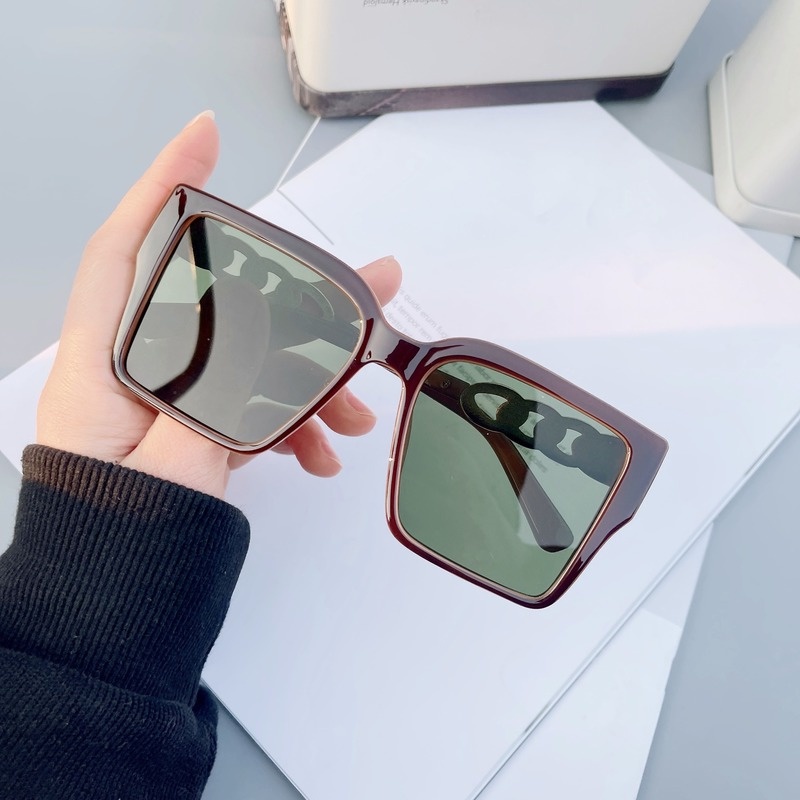 (YUZHU) Kính Mát Gọng Vuông Oversize Thời Trang Phương Tây Retro Hàn Quốc