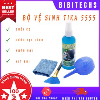 Bộ vệ sinh laptop TIKA 5555 ❤️FREESHIP❤️ Đủ 4 món chổi, dung dịch làm sạch, khăn, thổi bụi - BiBitechs