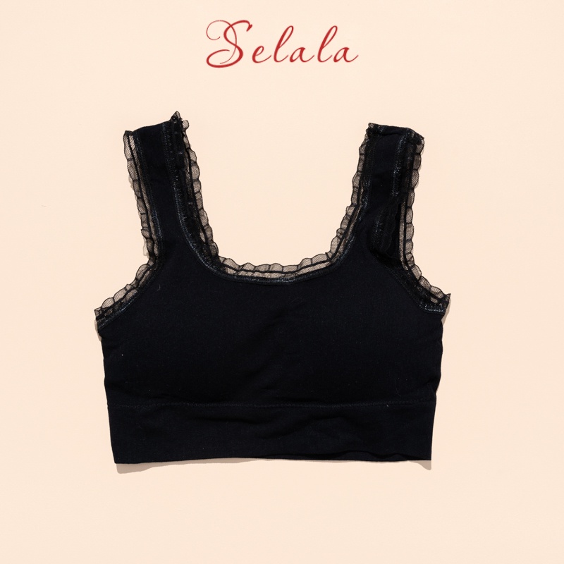 Áo Bra Croptop Selala Len Tăm Viền Ren Đệm Nâng Đỡ Thấm Hút BS02