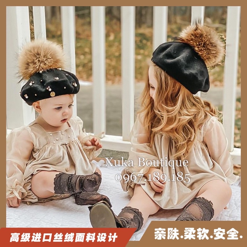 Body Váy Công Chúa Bé Gái - Xuka Boutique - Bodysuit Nhung Nơ Cao Cấp Mặc Giáng Sinh, Tết [Ảnh Thật]