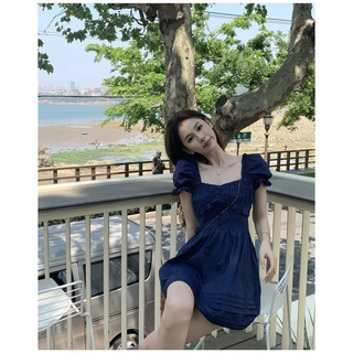 ĐẦM CỔ TIM NHÚN CHỈ NGỰC NÚT BỌC