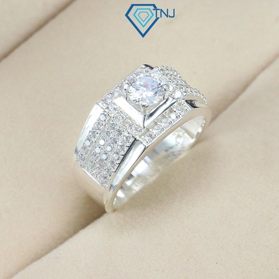 Nhẫn nam bạc thật đính đá trắng sang trọng NNA0310 - Trang sức TNJ