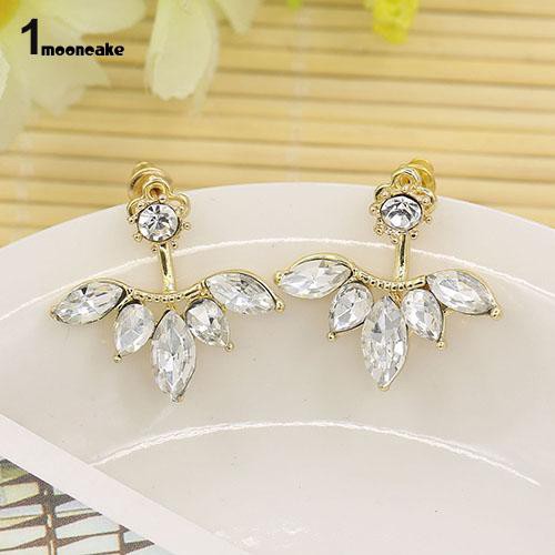 Khuyên tai hình chiếc lá đính đá phong cách sang trọng thanh lịch dành cho nữ