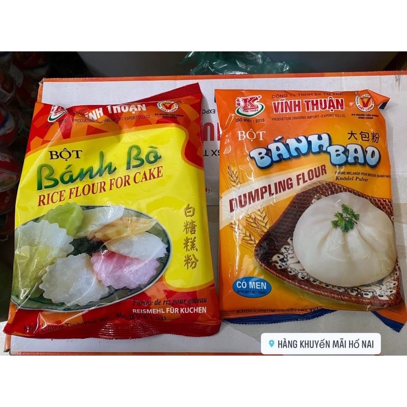 Bột bánh bao, bột bánh bò , bột bánh cuốn ,bột năng , bột mì mezan, Vĩnh thuận 400g, bột nếp, bột gạo