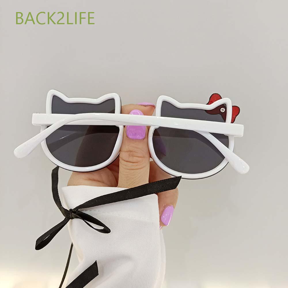 BACK2LIFE Sweet Cat Ears Sunglasses Cute Clear Lens Candy Color Eyewear Fashion Accessories PC Korean Personality Bow Children Shades/Multicolor