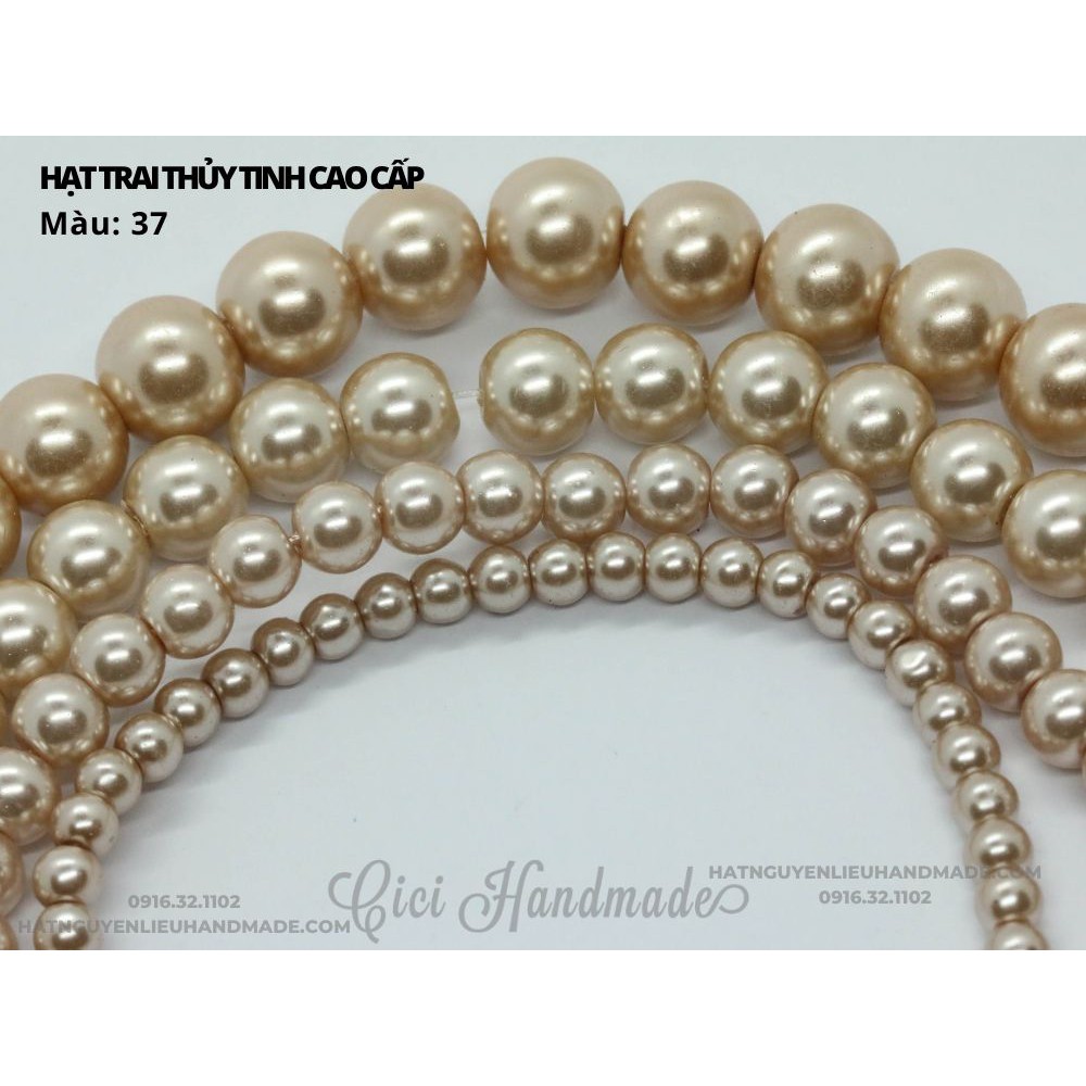 Dây hạt trai thủy tinh 12mm link 2/2 loại đẹp nặng tay Cici Handmade chuyên hạt đá hạt cườm trang sức đính kết