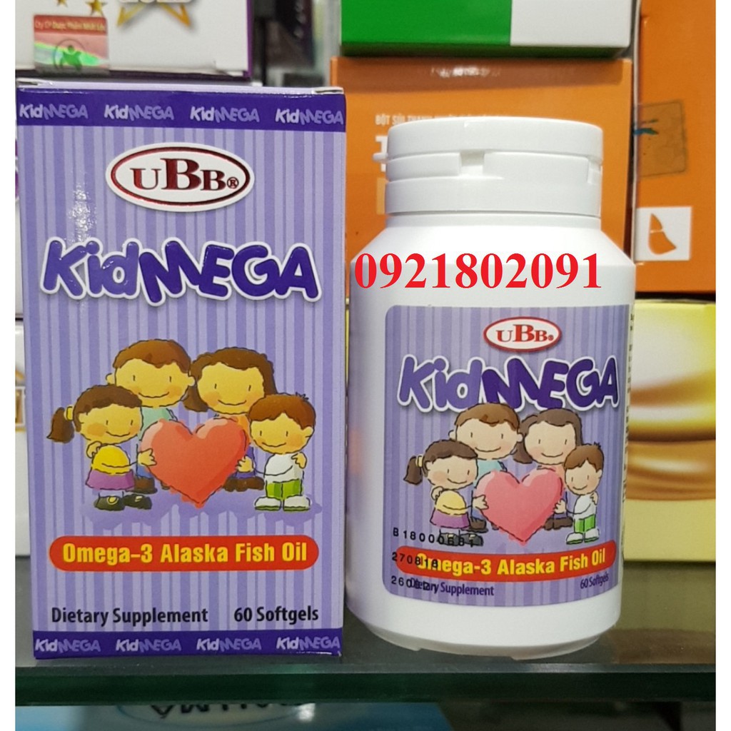 [CHÍNH HÃNG] ubb kidmega Omega-3 Alaska Fish Oil(hỗ trợ phát triển não bộ thai nhi và trẻ sơ sinh...) lọ 60 viên /omega3