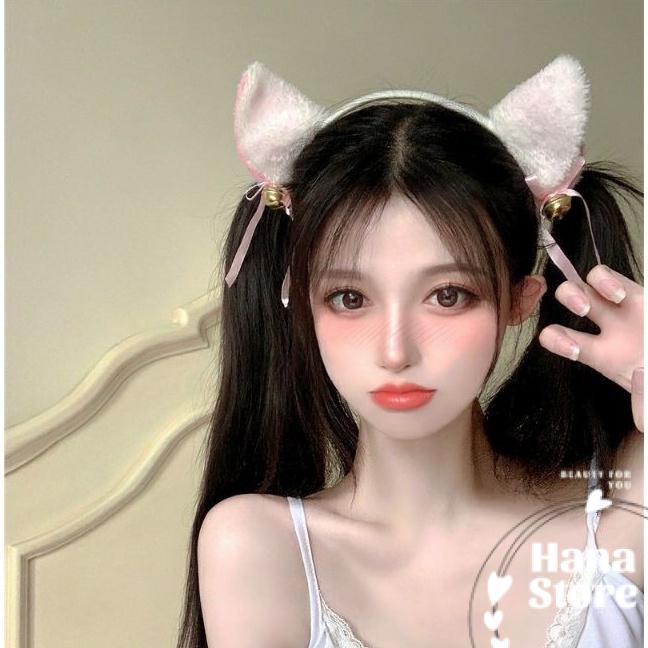 Cài tóc tai mèo phối nơ và lục lạc mini xinh xắn, phụ kiện tóc Lolita