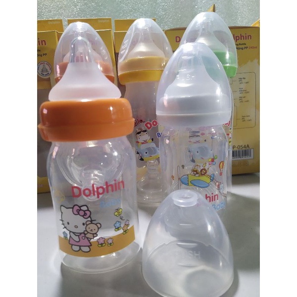 Bình sữa nhựa Dolphin cổ rộng 160ml; 240ml
