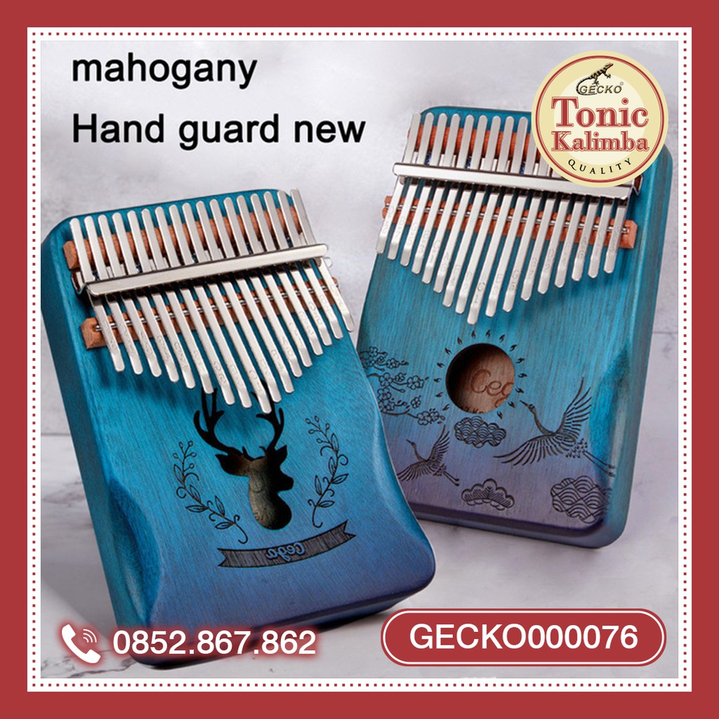 Đàn kalimba 17 phím gỗ tròn cứng New Zealand nguyên khối Mahagony GECKO000076 Hàng chính hãng