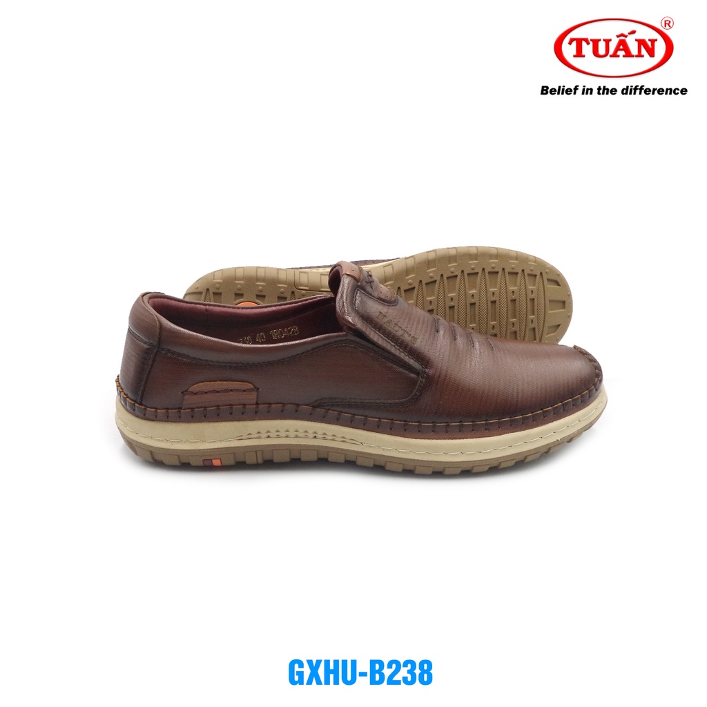 Giày lười nam giày mọi quai da bò tụ nhiên thương hiệu Tuấn GXHU-238