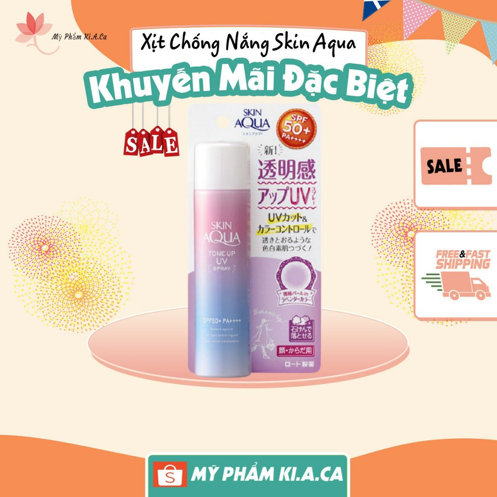 Xịt chống nắng nâng tone Skin Aqua Tone Up UV Spray SPF 50+/PA++++ 70g [Bản Nội Địa Nhật]