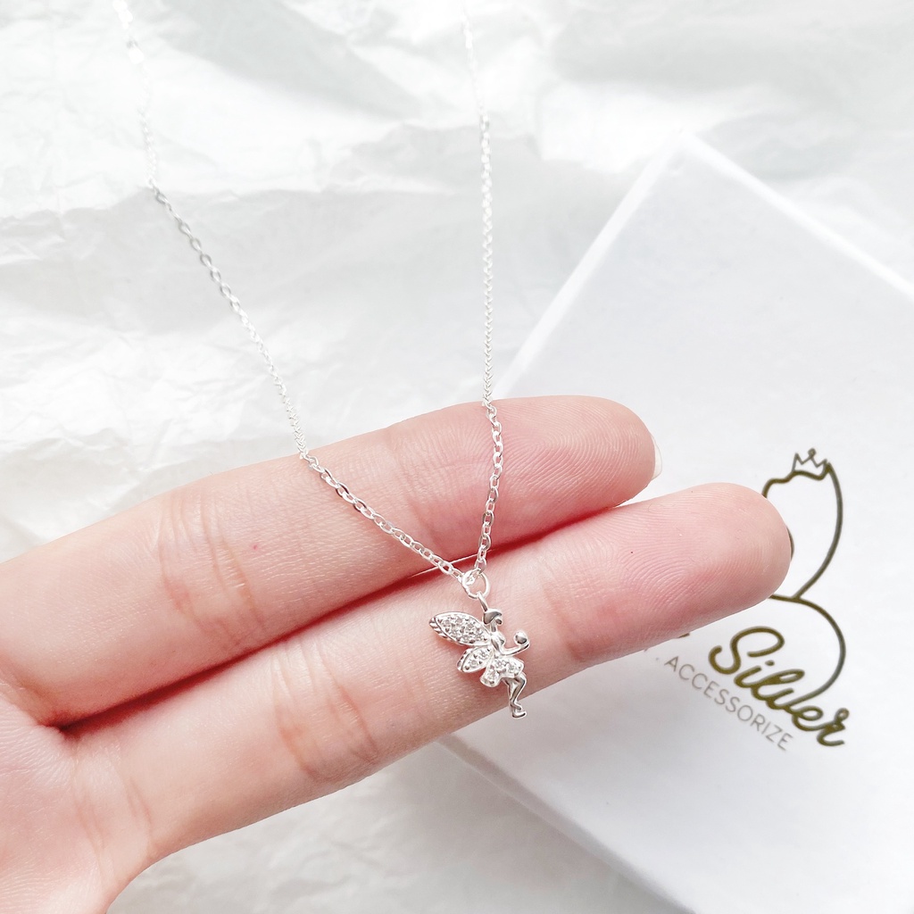 Vòng cổ bạc nữ Miuu Silver, dây chuyền bạc 925 thiên thần Tinker Bell Necklace