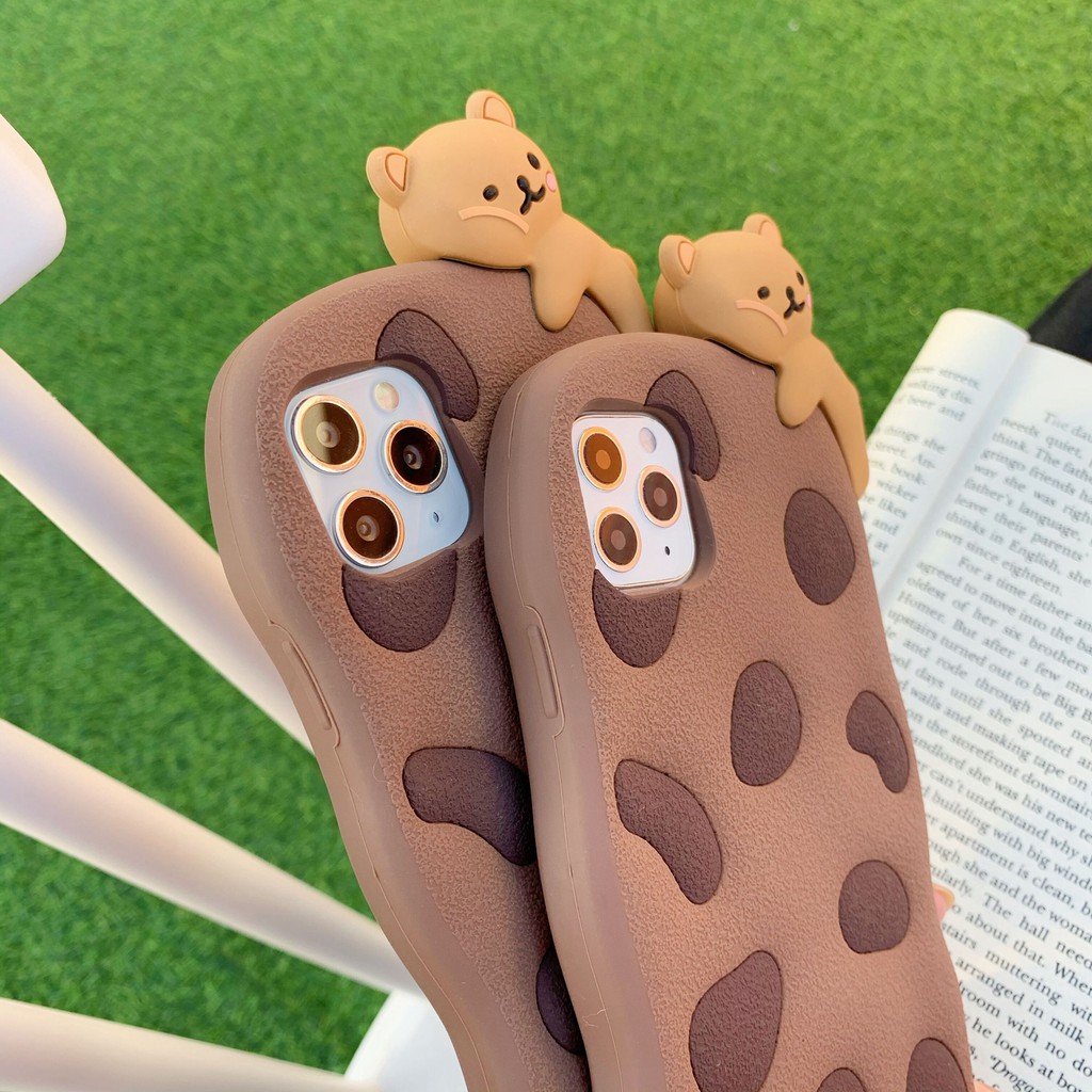 Ốp Điện Thoại Silicon Mềm Hình Gấu Nâu 3D Dễ Thương Cho Iphone 14 pro max 14 6 6s plus 7 plus 8 plus x xs max xr 11 12 13 pro max