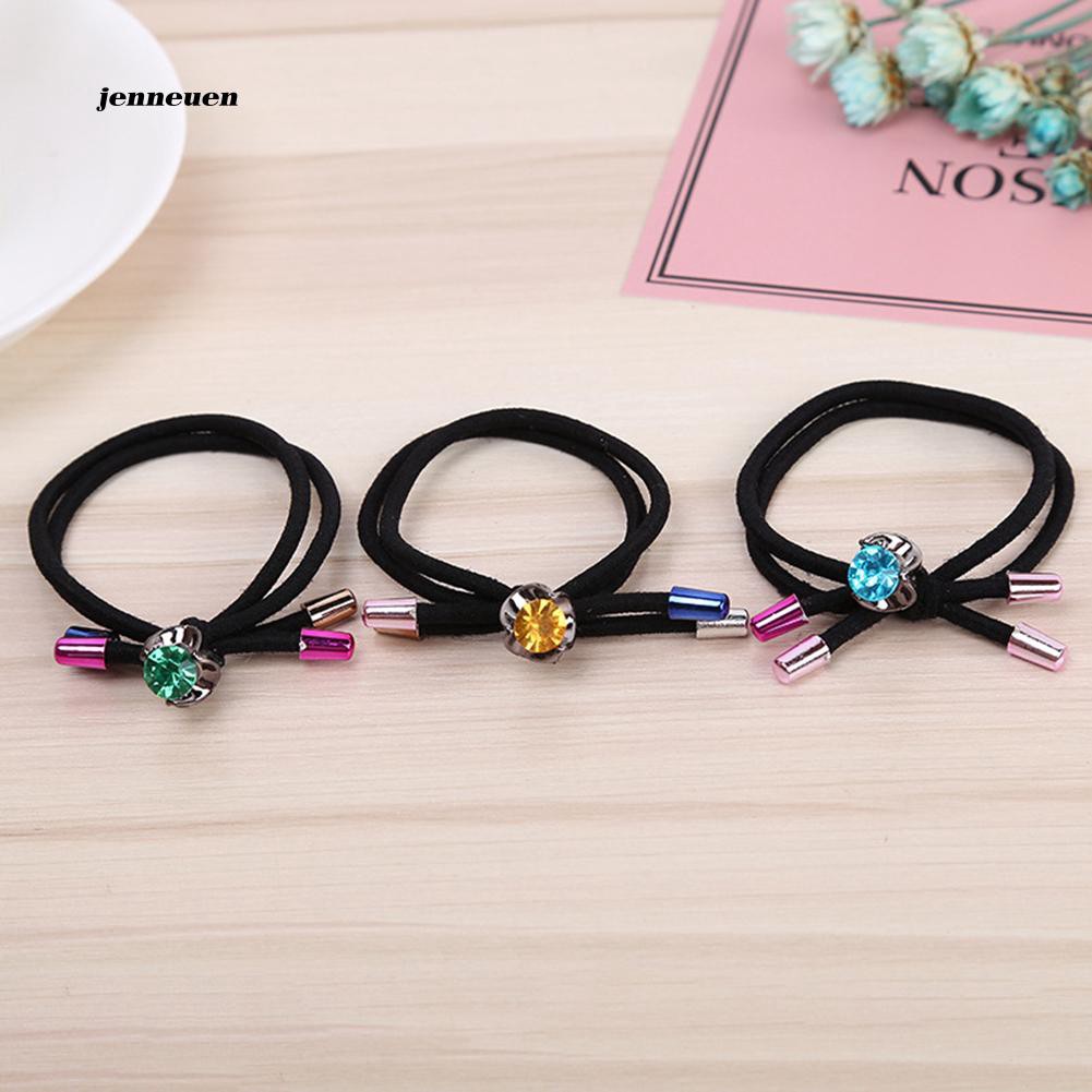 Dây buộc tóc nơ 2 lớp đính đá thời trang cho nữ