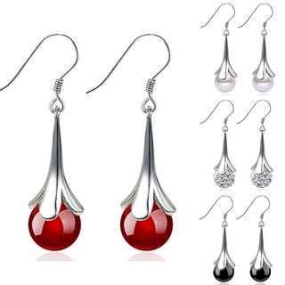 Khuyên tai bạc 925 kiểu giọt nước đính đá mặt trăng thời trang dành cho nữ