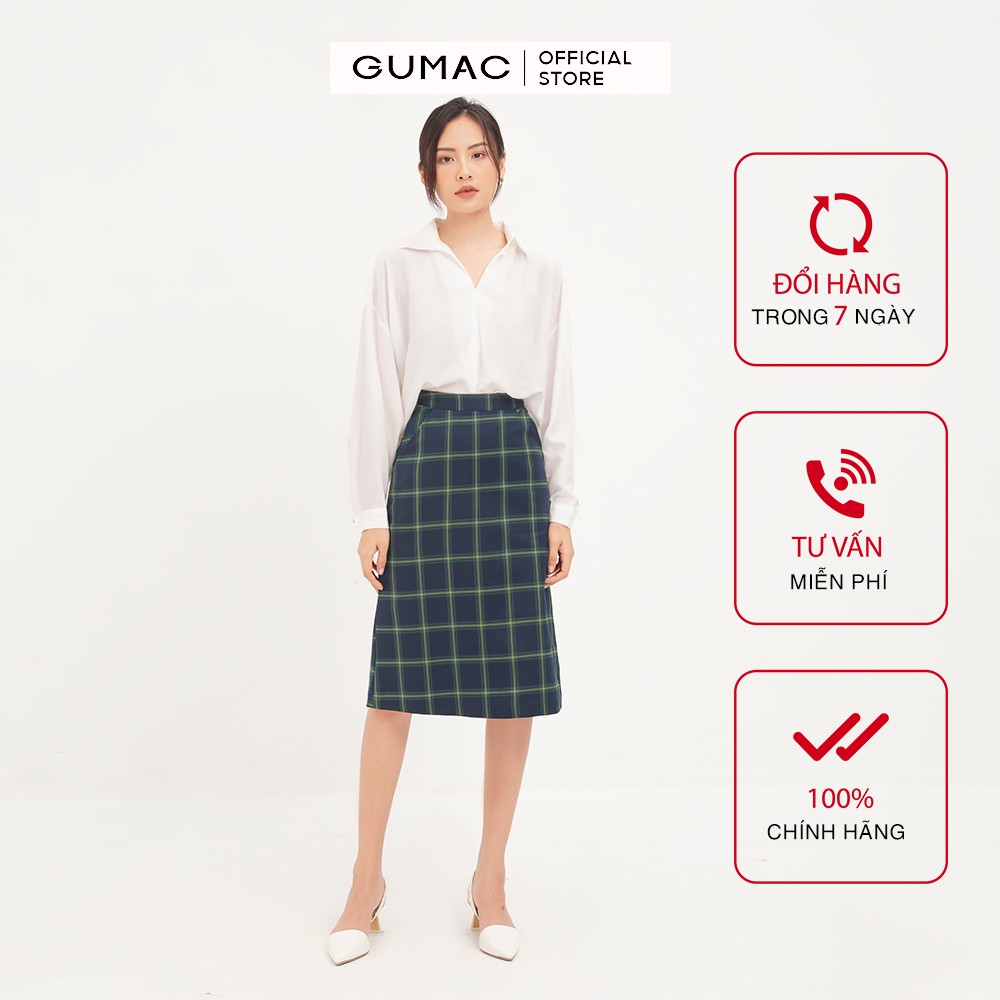 [Mã FASHION10KP giảm 10K đơn 50K] Chân Váy nữ caro cơ bản GUMAC đủ size, đồ công sở thanh lịch VA12133