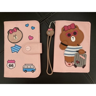 Link 2 Vỏ hộ chiếu passport , nametag, túi du lịch Gấu Choco Line
