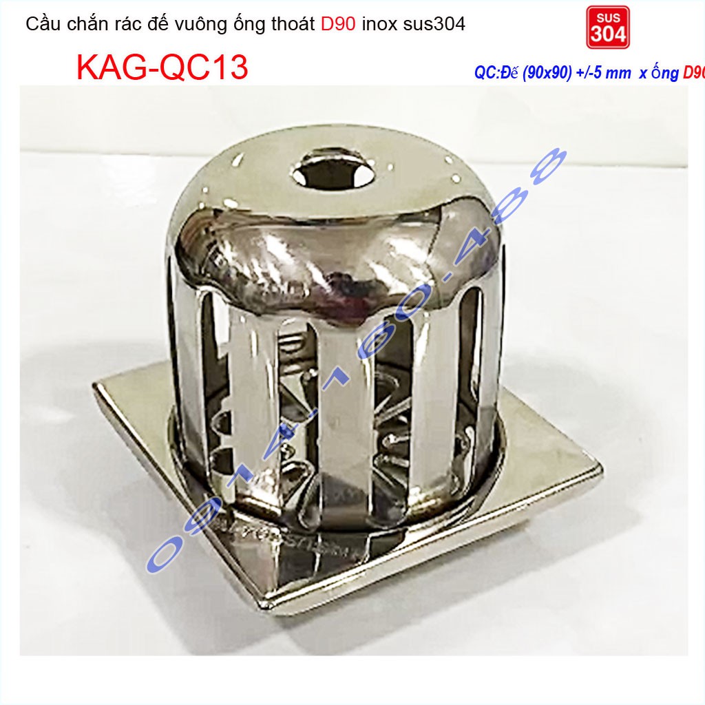 Cầu chắn rác sân thượng KAG-QC13-D90 inox SUS304, cầu chắn rác D90 Roca, phễu thoát nước mưa