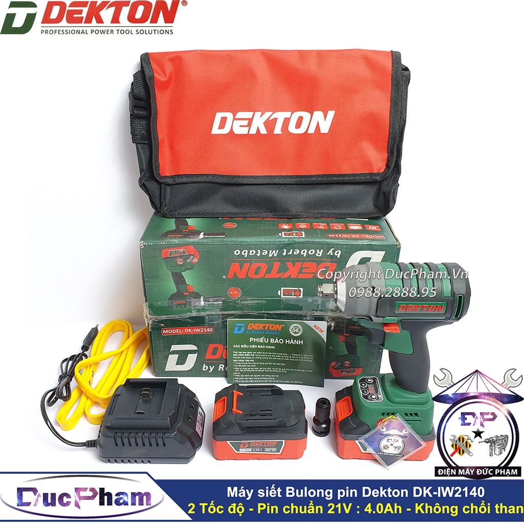 Máy siết BuLong không chổi than Dekton DK-IW2140 - 21V - 4.0Ah ,siết bu lông , bắn vít tôn ,