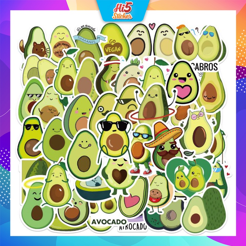 Sticker phim hoạt hình quả bơ Cực COOL ms#245