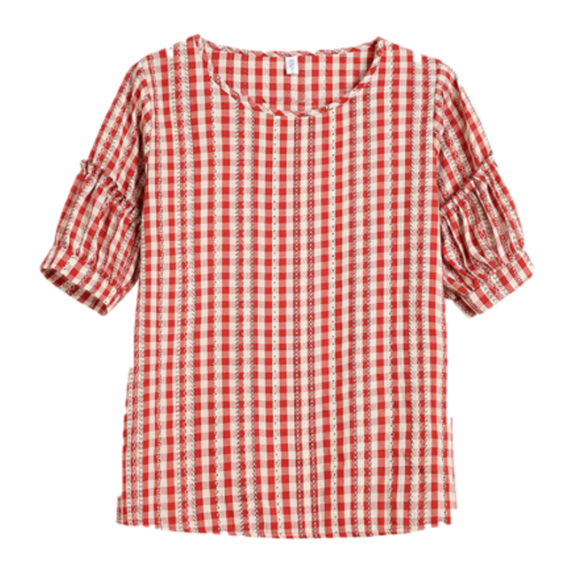 Áo kiểu nữ kẻ caro dáng suông đẹp, kèm hình thật vải | BigBuy360 - bigbuy360.vn