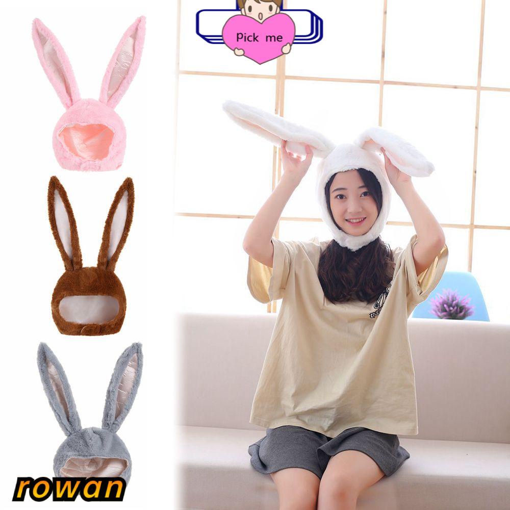 Mũ Trùm Đầu Giữ Ấm Tai Thỏ Bằng Vải Bông Nhiều Màu Dễ Thương Làm Phụ Kiện Chụp Ảnh Cho Nữ
