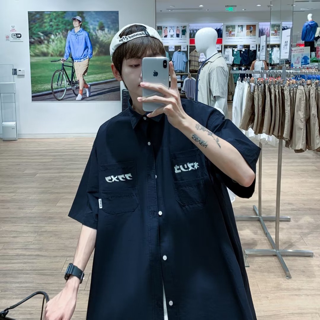 Áo Sơ Mi Tay Ngắn In Họa Tiết Phong Cách Nhật Bản Thời Trang Cho Nam unisex trẻ tuổi áo sơ mi cộc tay nam thời gian rảnh rỗi áo bigsize