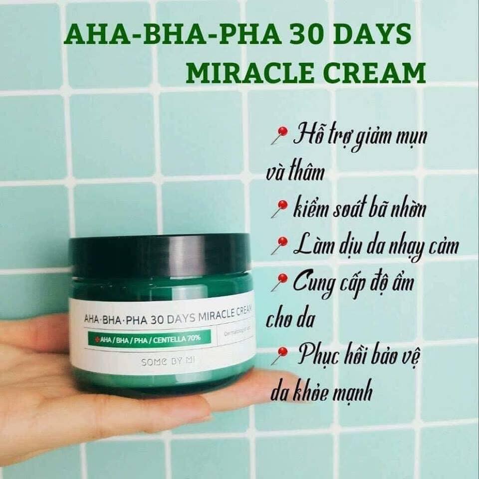 Kem Dưỡng Giảm Mụn Some By Mi AHA-BHA-PHA 30 Days Miracle Cream (50ml)