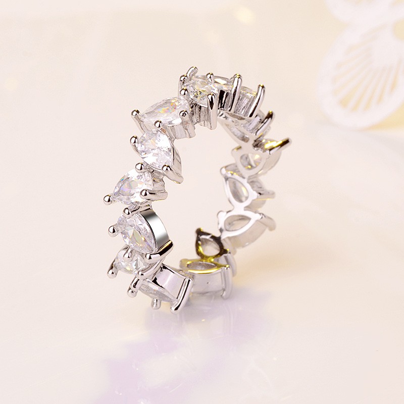 Nhẫn thời trang thiết kế đính  kim cương mạ bạc 925 lấp lánh