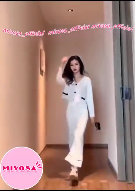 Bộ nữ tăm cổ V dài tay mix quần ống rộng đồ bộ nữ viền mí cúc ngực MIVOSA DB011 | BigBuy360 - bigbuy360.vn