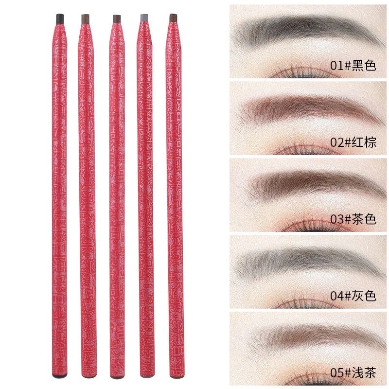 ✅Chì kẻ mày vẩy sợi rõ nét vỏ xé thiết kế màu đỏ ,xanh lam độc đáo đường kẻ mảnh dễ vẩy thành sợi không lem không trôi