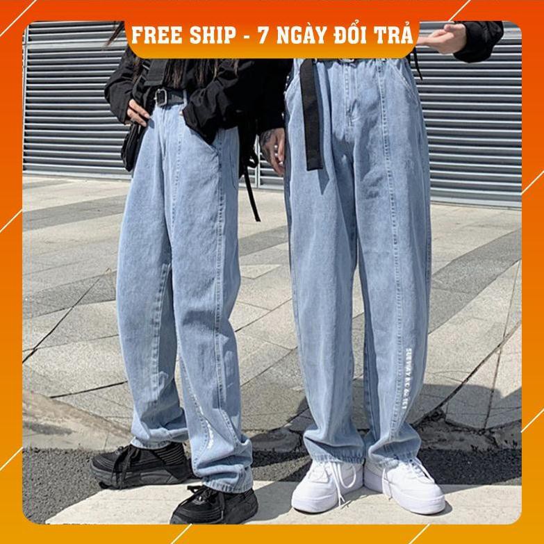 quần jean ống rộng baggy lưng cao nam nữ unisex