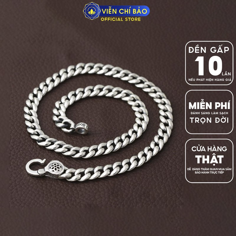 Dây chuyền bạc nam móc hoa tròn vòng bạc nam đeo cổ chất liệu bạc Thái 925 đẹp thương hiệu VIỄN CHÍ BẢO D100230