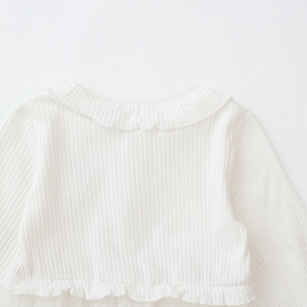 Bộ áo liền quần công chúa Sanlutoz tay dài vải tuyn cotton thời trang mùa Thu cho bé gái