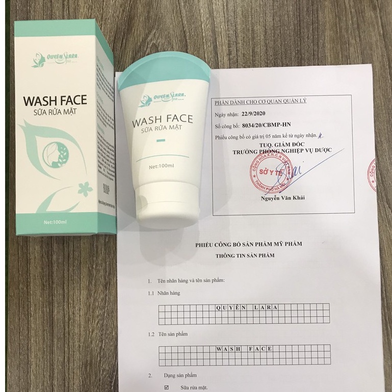 Sữa Rửa Mặt Wash Face QUYÊN LARA Dùng Cho Mọi Loại Da GIúp Sạch Da,Ngăn Ngừa Mụn Duy Trì Độ Ẩm Tự Nhiên Cho Da 100ml