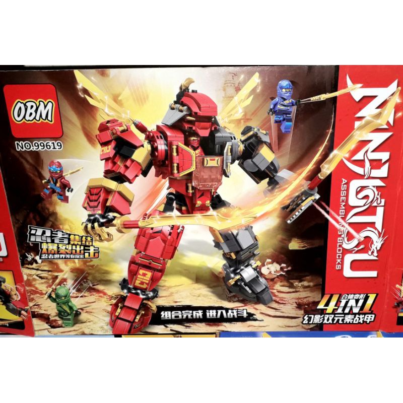 Lắp ráp 1 hộp LegoNinja 99619 kích thước 40 cm x 30 cm có trên 220 chi tiết bằng nhựa