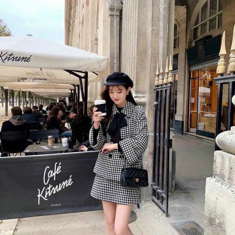 ⚡️SET DẠ⚡️Set dạ zic zac nơ cổ 2 màu | BigBuy360 - bigbuy360.vn