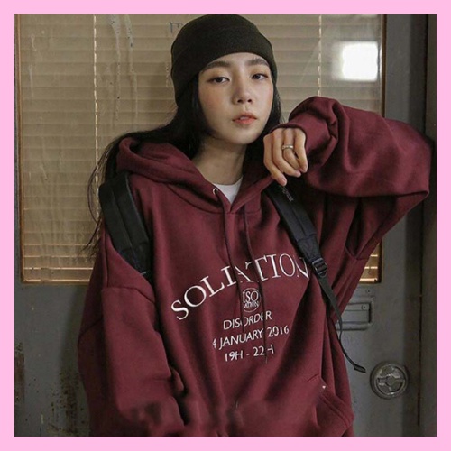 Áo hoodie SOLIAT nữ - Áo Sweater nỉ in chữ màu đỏ đô form rộng phong cách Hàn Quốc - HANHAN SHOP | BigBuy360 - bigbuy360.vn