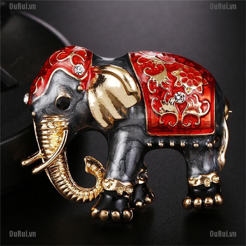 Ghim Cài Áo Hình Chú Voi Tráng Men Độc Đáo
