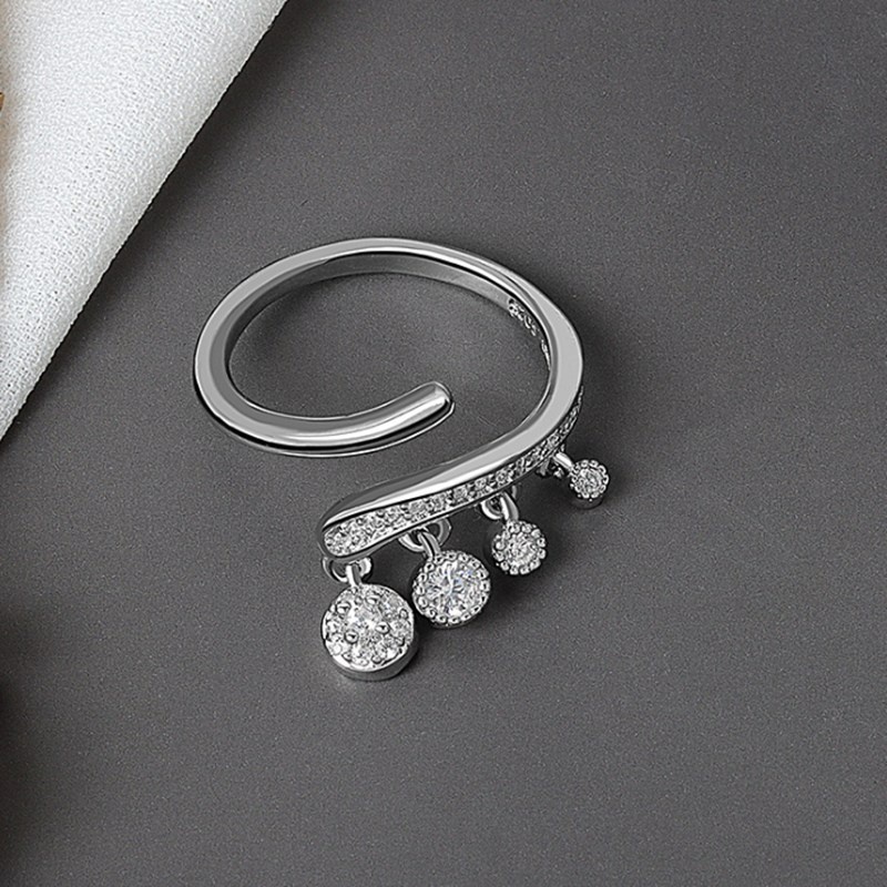 Mở cao cấp có thể điều chỉnh nhẫn theo phong cách Hàn Quốc thời trang nhẫn kim cương nữ nhẫn ngón trỏ