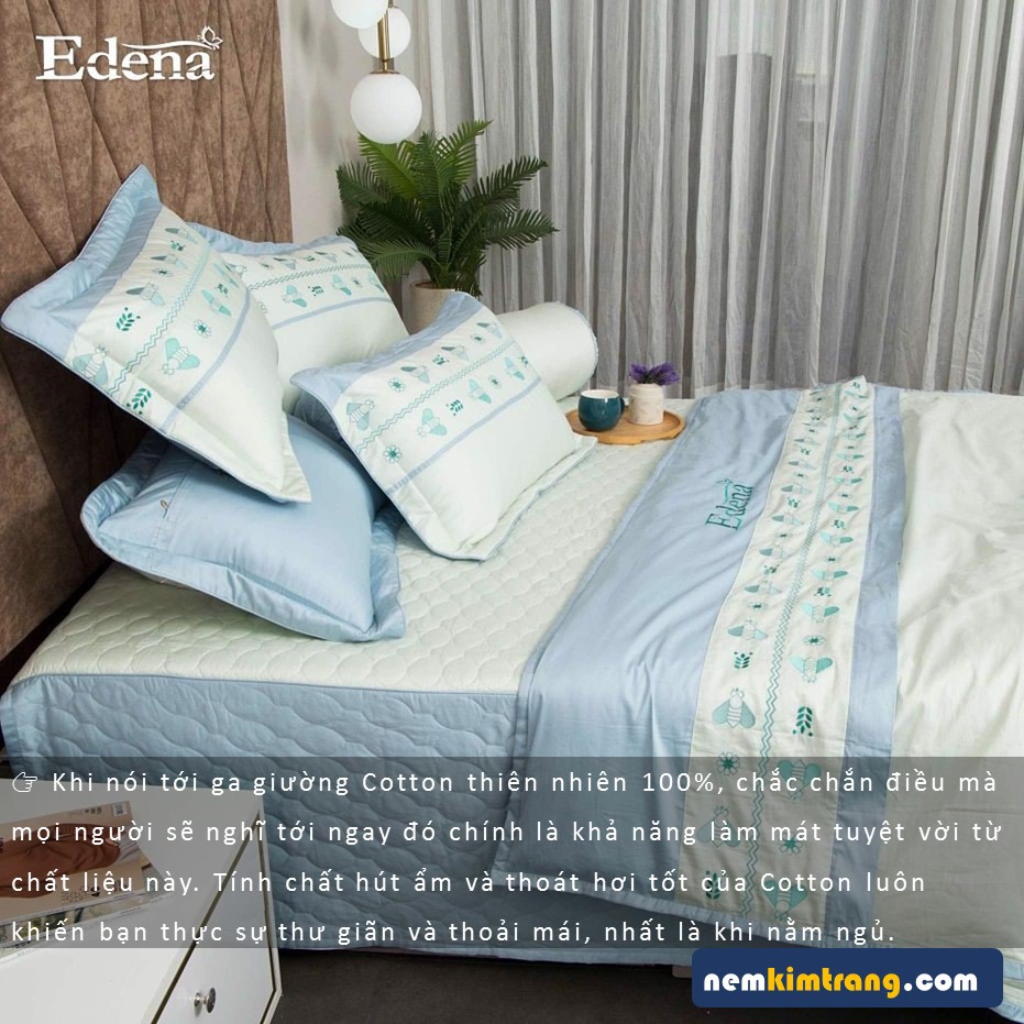 Ga (Drap) Nệm Cotton Đặc Biệt Edena Mẫu 529 - CHÍNH HÃNG, CAO CẤP