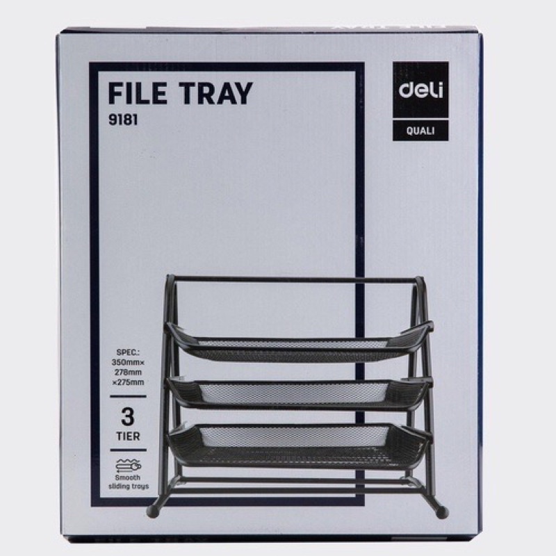 Kệ khay hồ sơ 3 tầng sắt Deli 9181 cực đẹp.