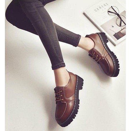 GIÀY ULZZANG VIỀN OXFORD PHONG CÁCH BẮC ÂU NÂU, ĐEN( ảnh thật) | BigBuy360 - bigbuy360.vn