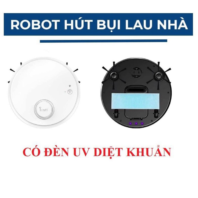 ( BẢO HÀNH 3 THÁNG) Robot Hút Bụi Lau Nhà Thông Minh Bowai Tự động quét nhà + hút bụi + lau nhà .