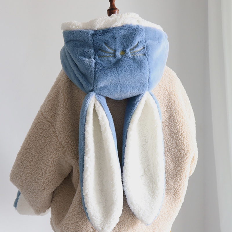 Bộ Khăn Choàng + Mũ Lông Thỏ + Găng Tay Chống Gió Ấm Áp Đáng Yêu Cho Nữ