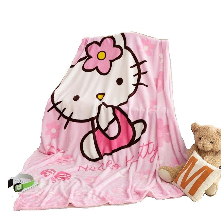 Chăn Vải Flannel In Hình Hello Kitty Dễ Thương