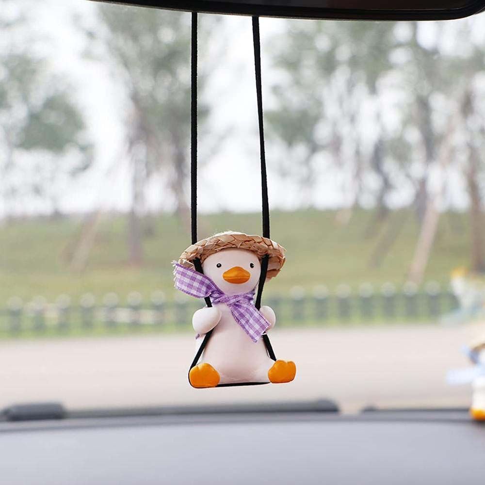 Mặt dây treo trang trí gương chiếu hậu xe hơi hình chú vịt hoạt hình sáng tạo